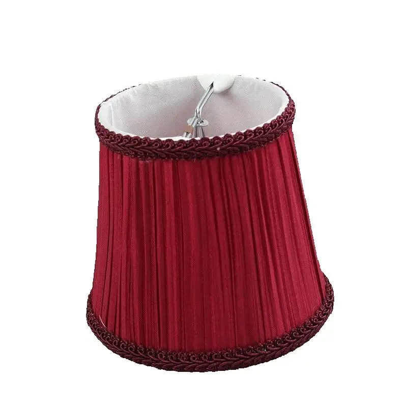 Fabric Lampshade - Maximum Diameter 13CM, Wine Red Color, Fits Standard Wall Lamps and Chandelier, Clip on