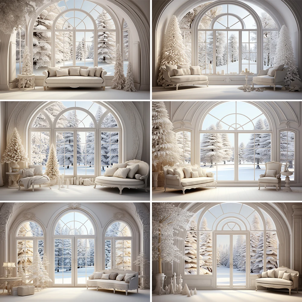 Mocsicka Winter Christmas Backdrops Decoration Kids Adult Photography Props Child Baby Wedding House Castle Background Banner