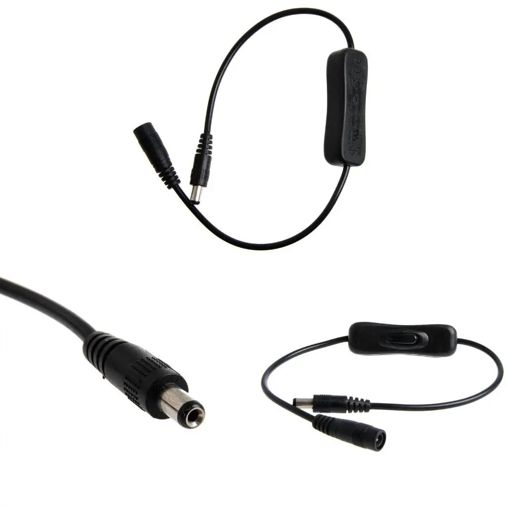  DC5.5x2.1mm Extender Cable with Switch for CCTV Wireless Indoor Camera,LED Strip