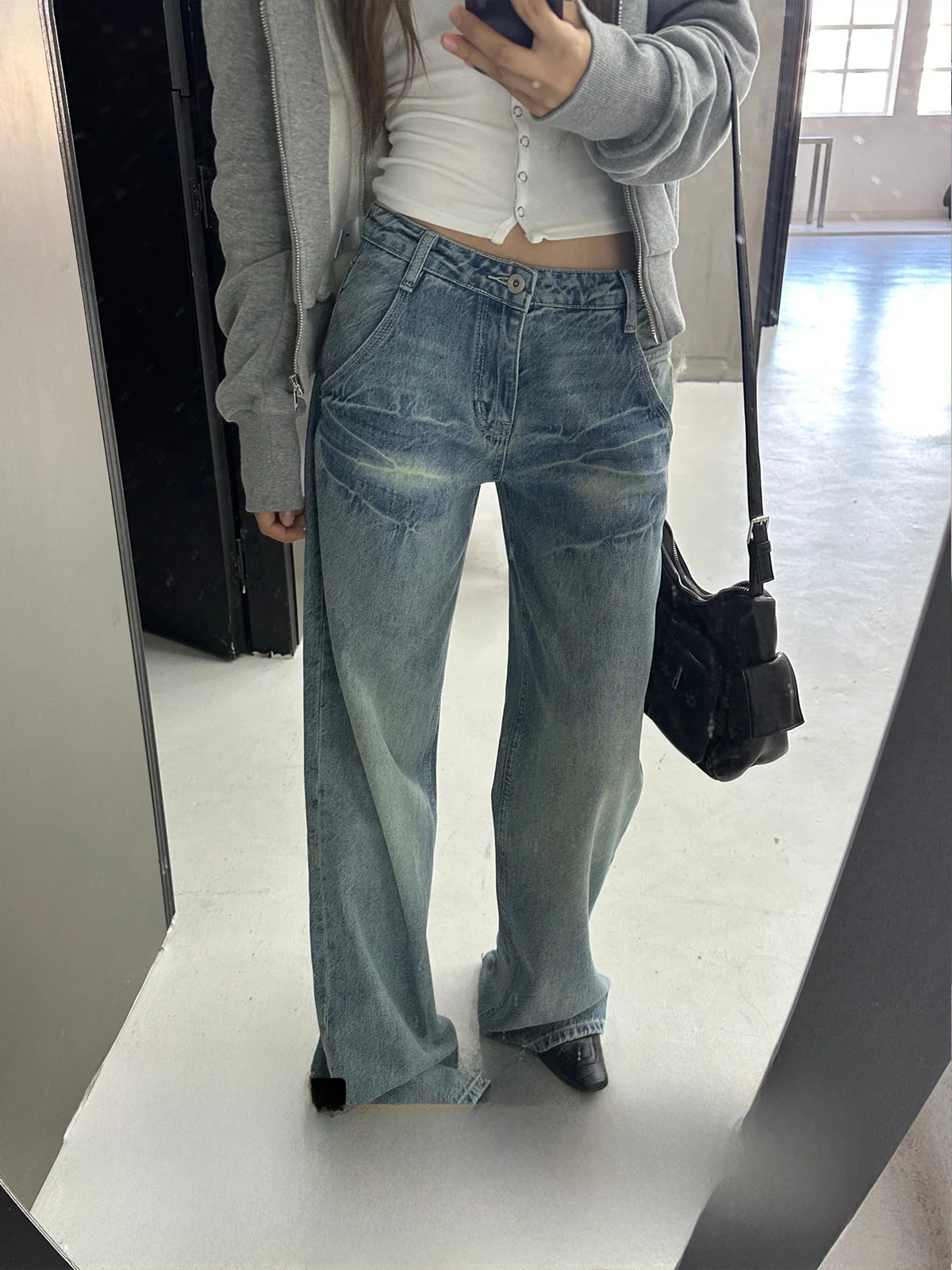 

Джинсы GOGOBURN с низкой посадкой, широкие, синие, женские, винтажные, осенне-зимние, новые, длинные в пол, женские джинсы