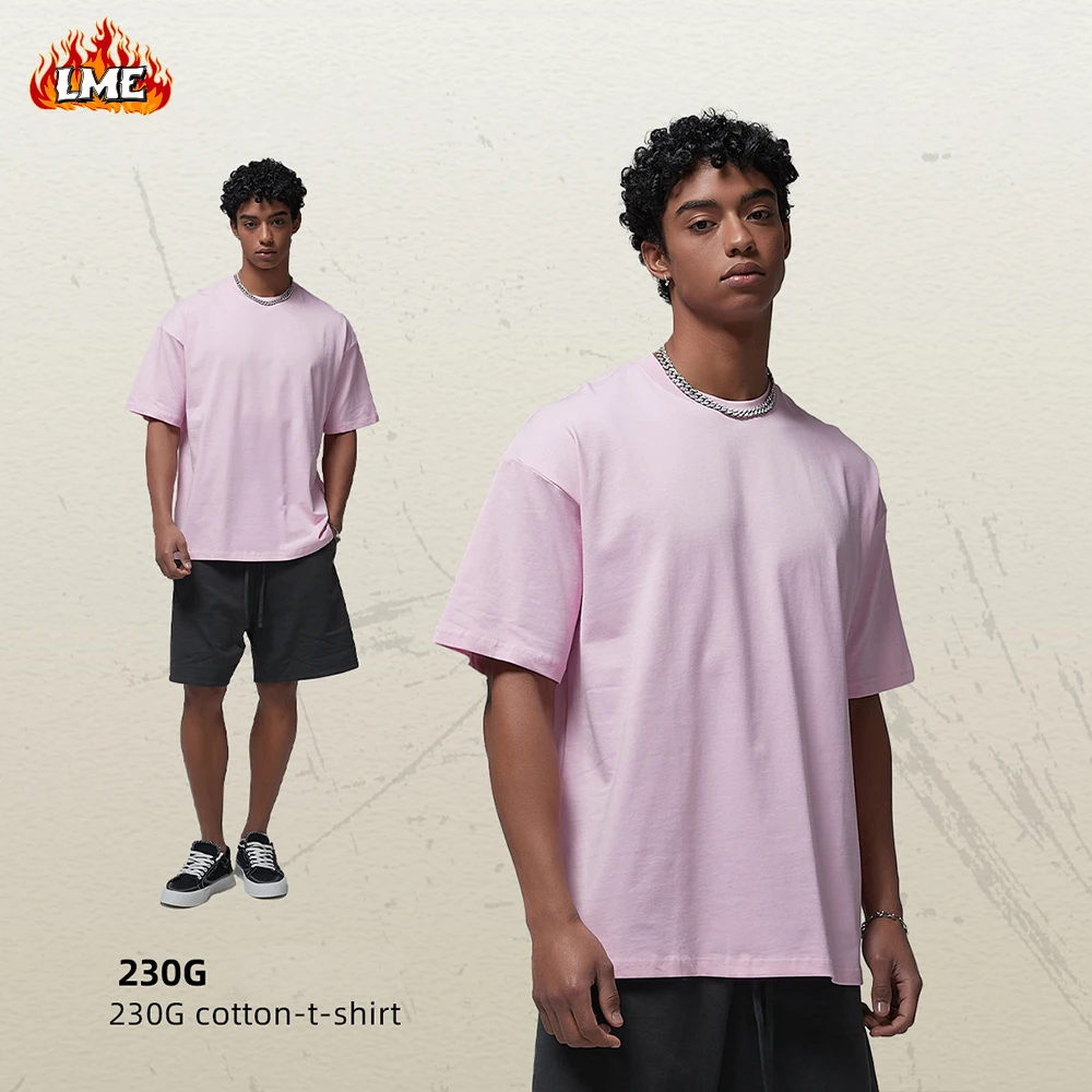 LME 230GSM 헤비웨이트 맞춤형 DTG 열전사 자수 스크린 프린팅 남성용 오버사이즈 여름 100% 면 티셔츠