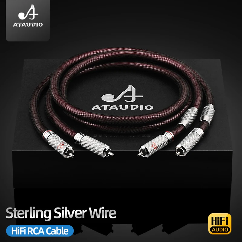 ATAUDIO Pure Silver Hifi RCA Cable High Quality Silver 2RCA Male