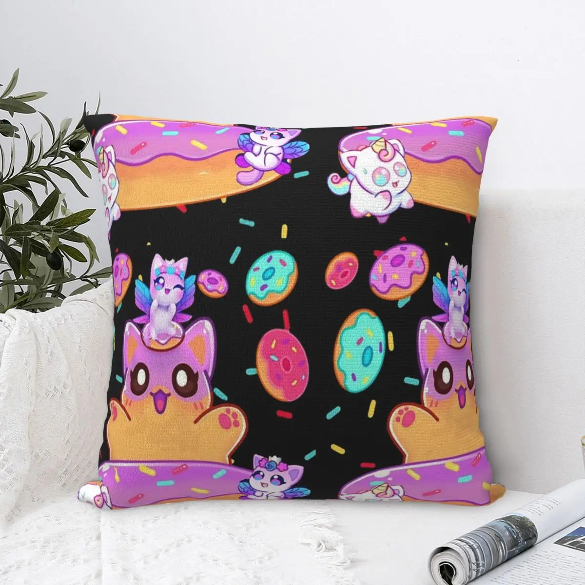 Aphmau Meow Plushies Anime Cats Square Pillowcase Polyester Pillow Cover Cushion Decor Comfort Throw Pillow For Home Living Room