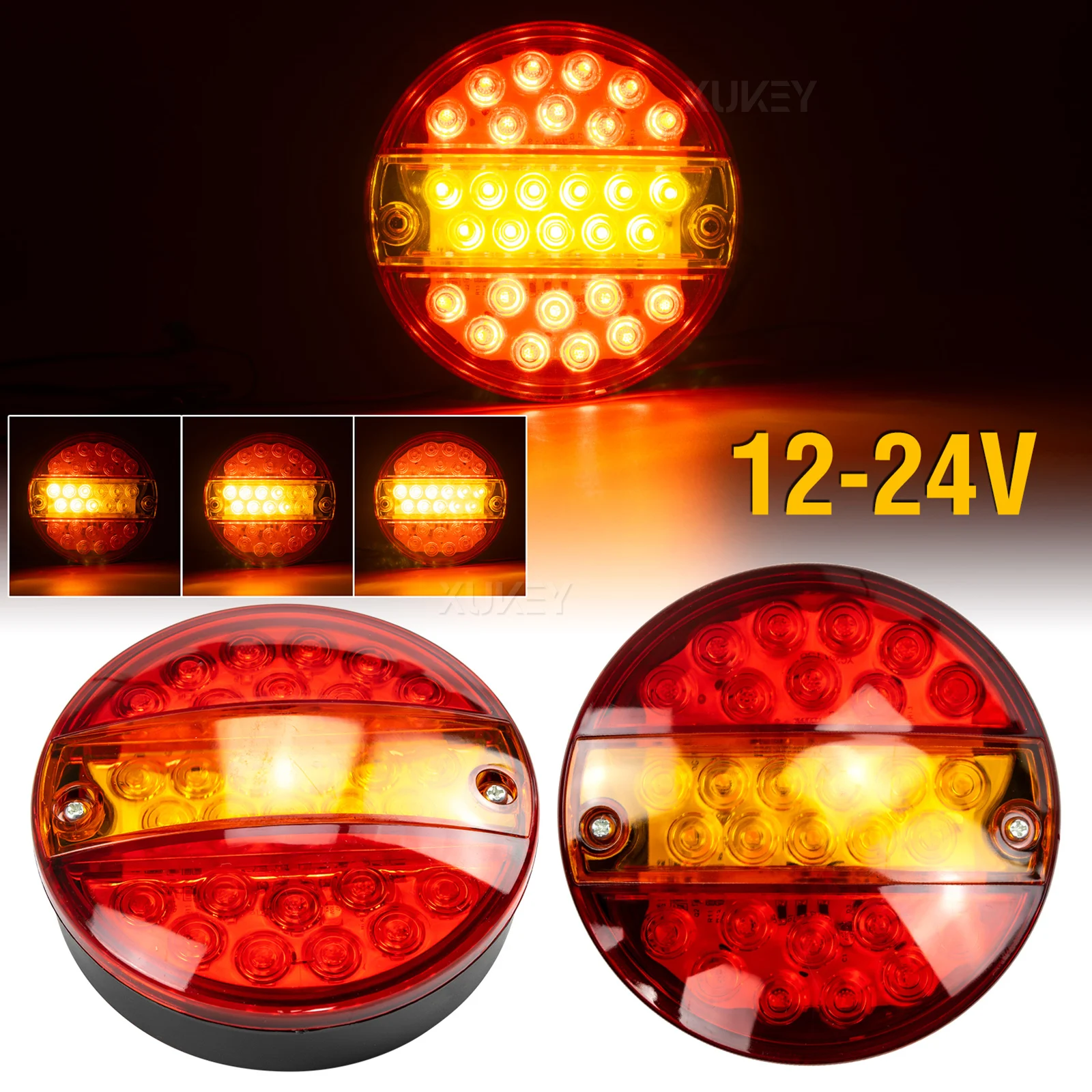 

5.6" Round Hamburg LED Tail Light Trailer Truck Parts Tail Brake Lamp Assembly Sequential Blinker Dynamic Turn Signal Indicator