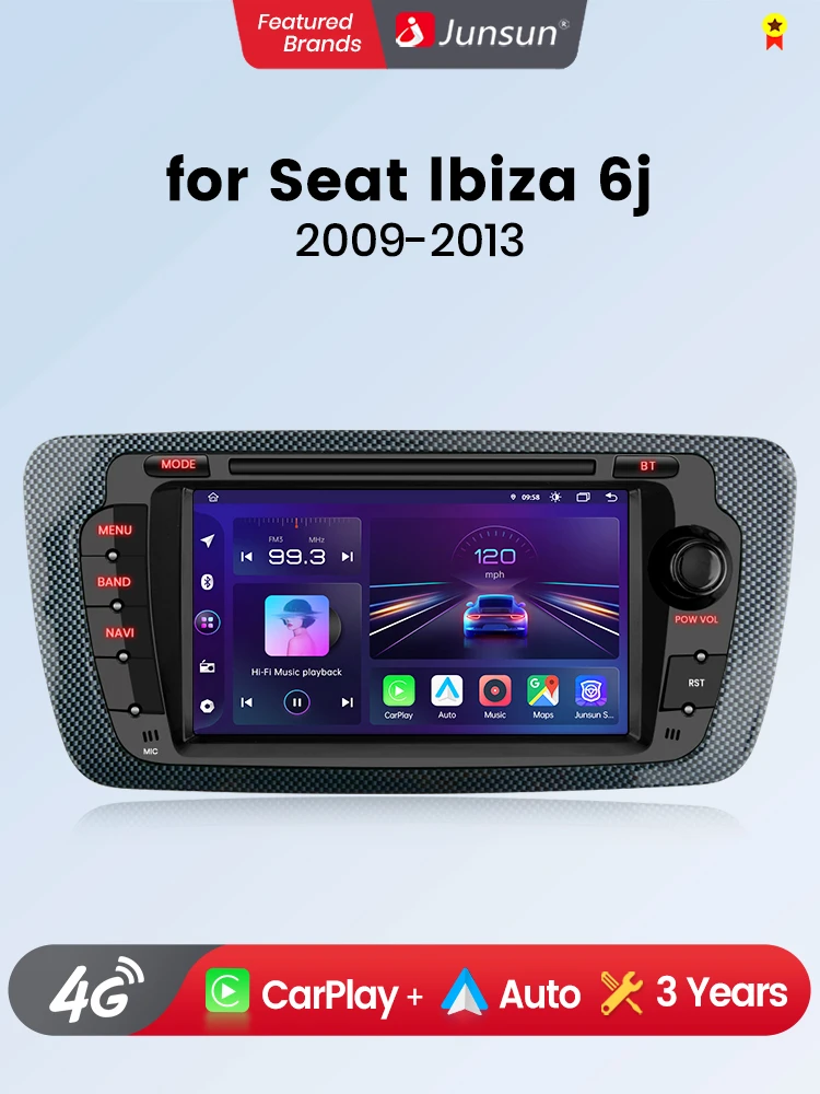 Junsun Draadloze Carplay Voor Apple Android Auto Autoradio Voor Seat Ibiza 6j 2009 2010 2011-2013 Gps Multimedia Stereo Touchscreen - afbeelding 2