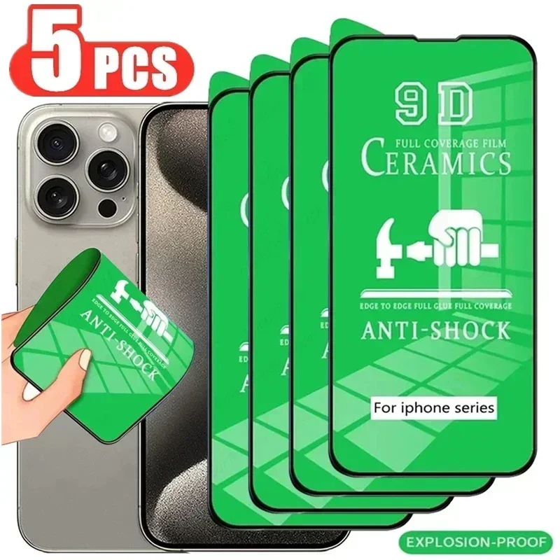 

5Pcs Soft Ceramic Film for iPhone 14 12 11 13 15 Pro Max 7 8 16 Plus Screen Protector for iPhone 13 Mini X XR XS MAX Not-Glass