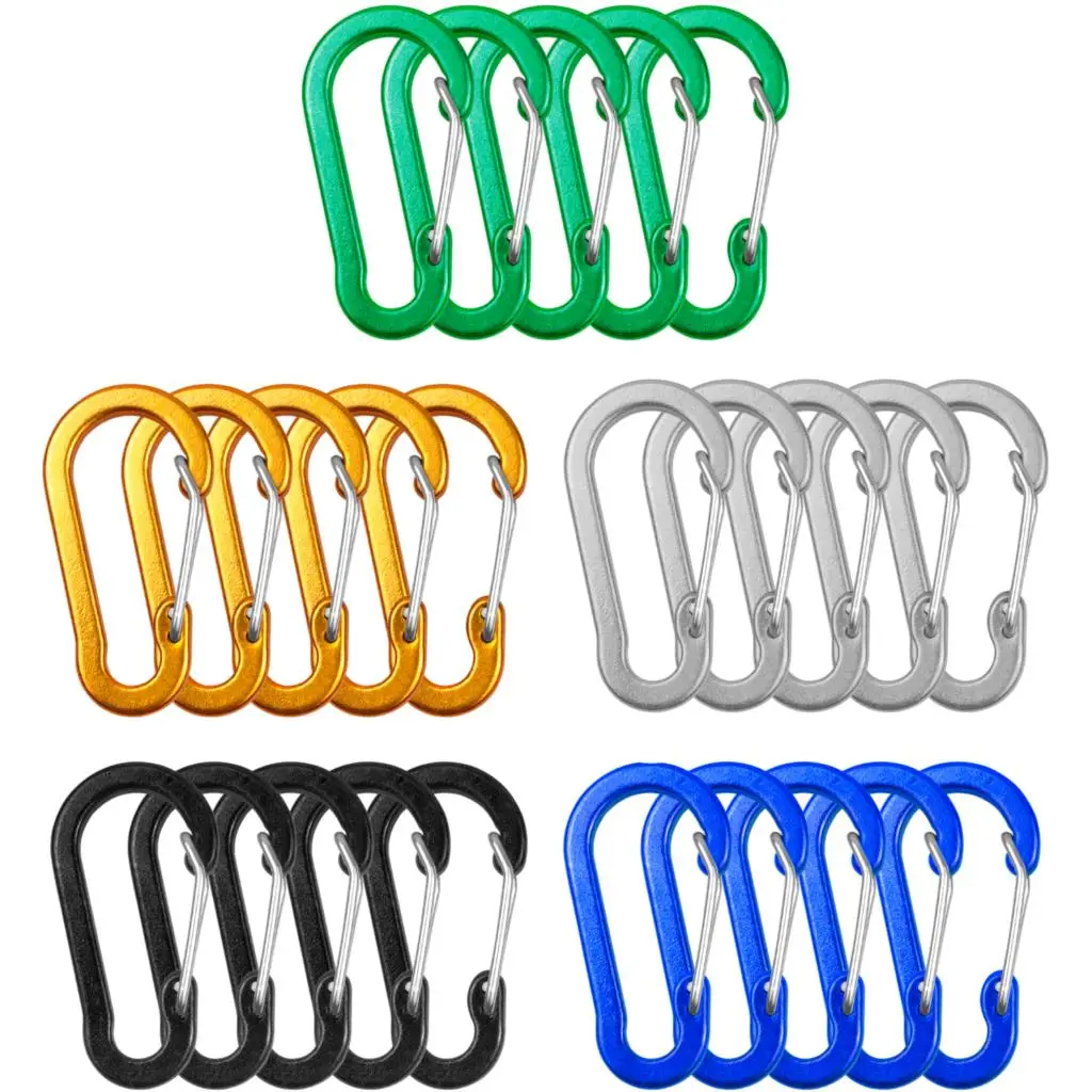 5 Pack Carabiner Clips Mini Aluminum Alloy Keychain Carabiner Clip D Rings for Outdoor Camping Hiking Fishing Backpacking