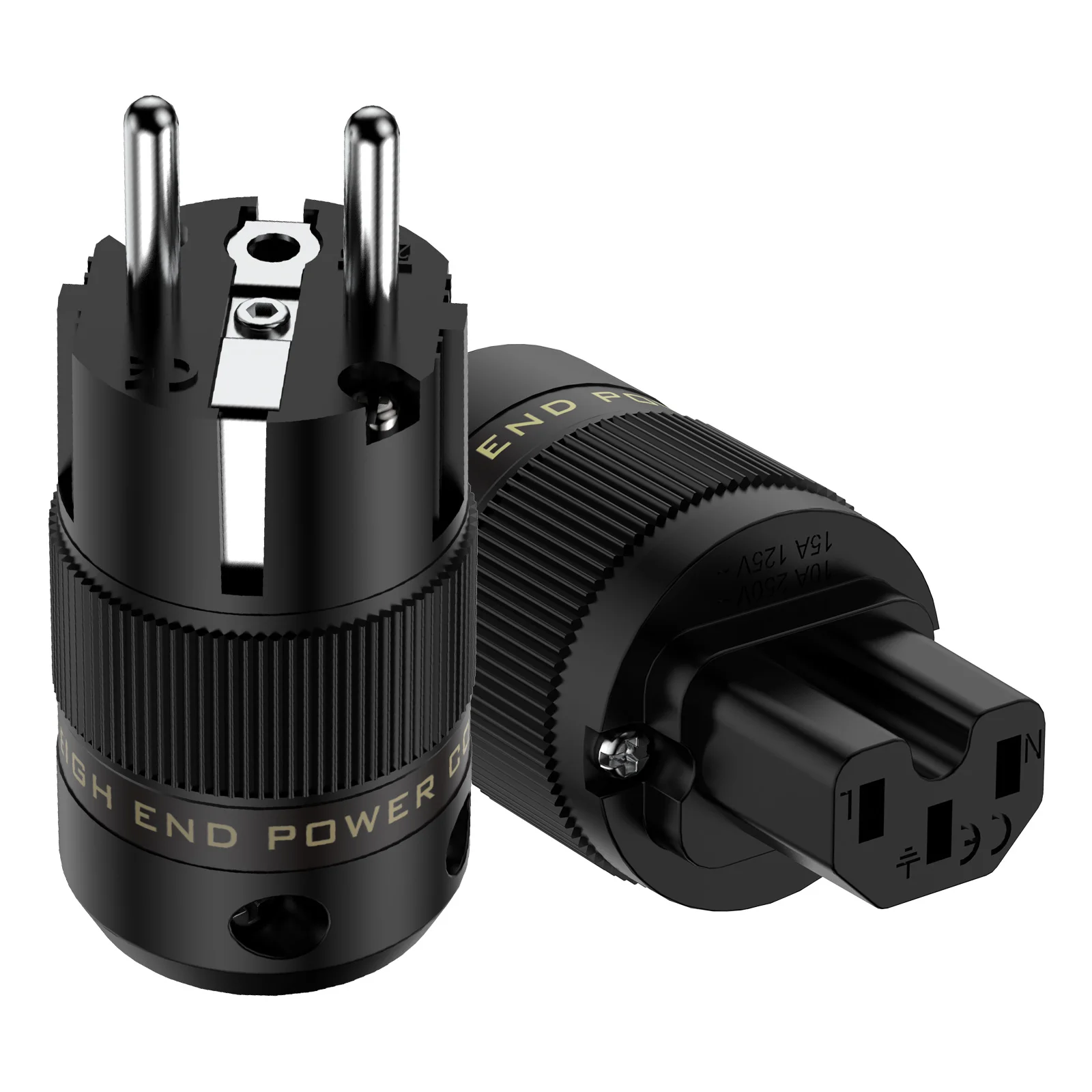 Audiocrast Rhodium Plated EU Schuko Power Plug With IEC Connector High End HIFI Audio Accessory