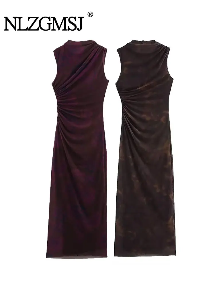 2024 outono feminino rugas enfeite vestidos midi vestido senhoras moda magro ajuste midi elegante vestido de festa