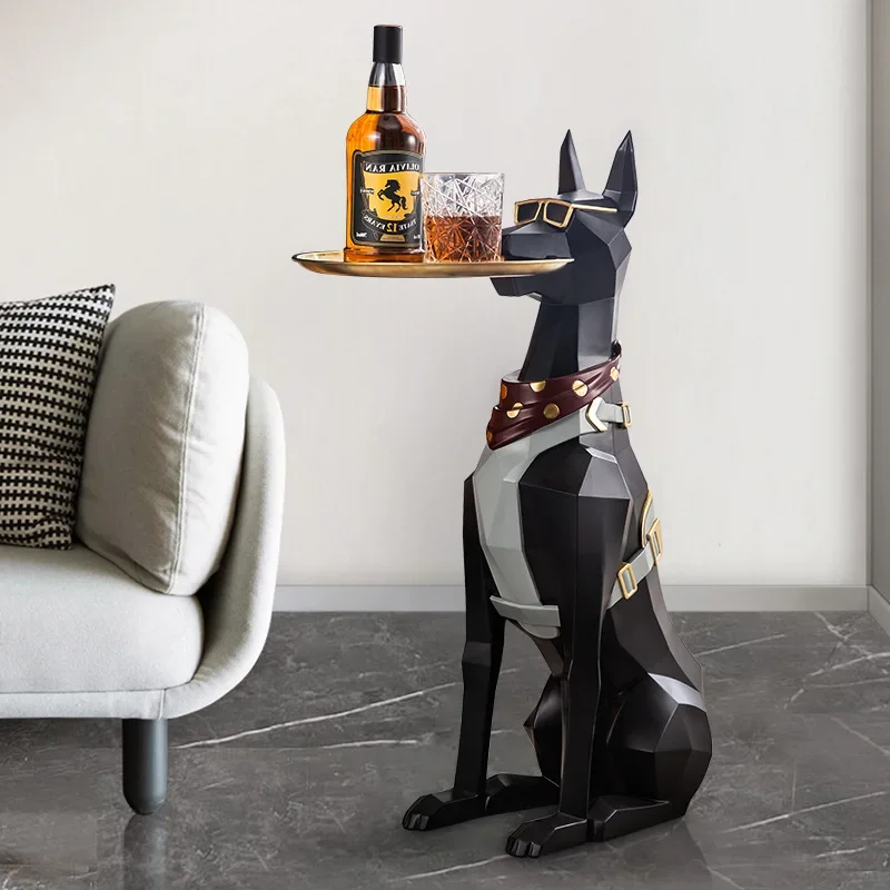 Nordic Large Landing Dog Statue Sculpture Home Decor Storage Organization Gift Modern Animal Figurines Living Room Decoration