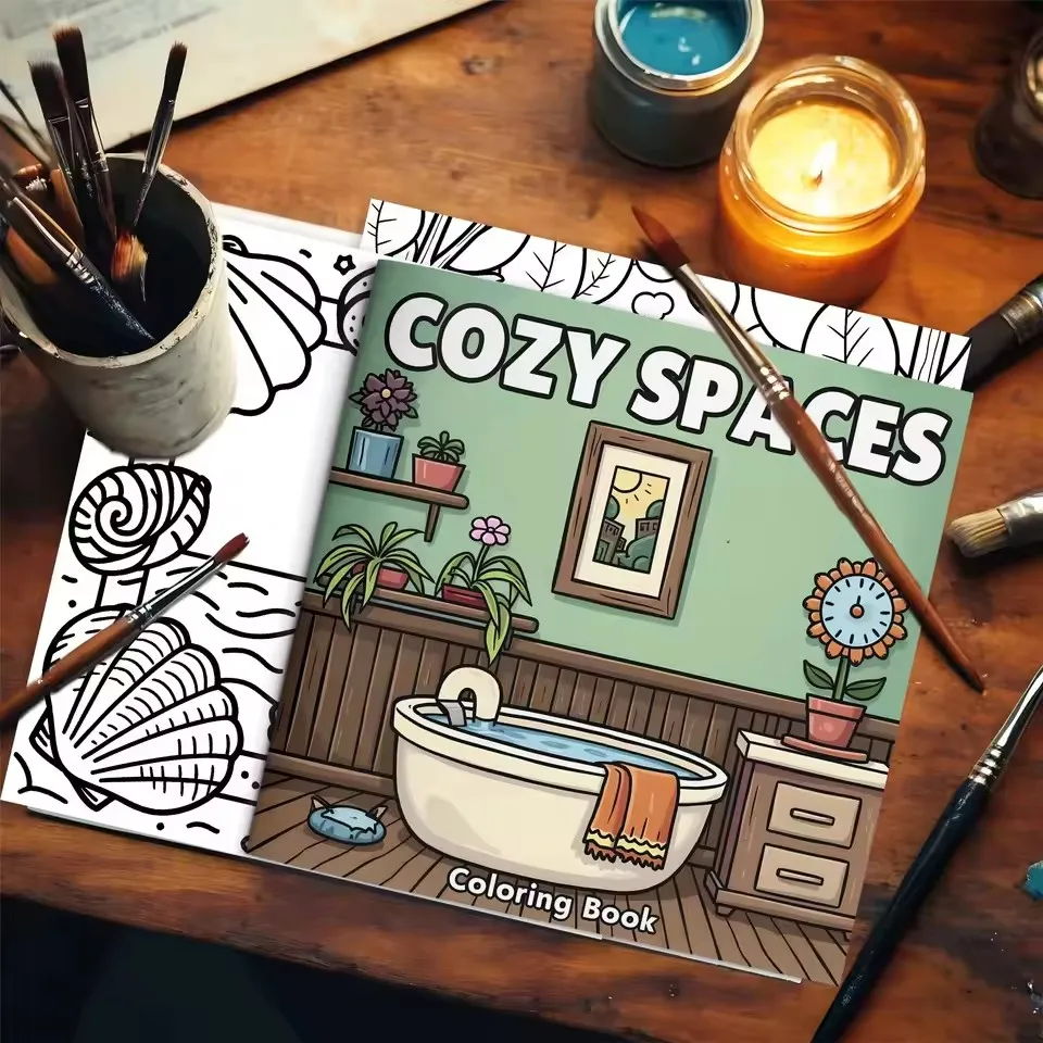 COZY SPACES Bold Easy Patterns Adult Coloring Book Cute Drawing Pages Perfect Gift for Birthday & Party