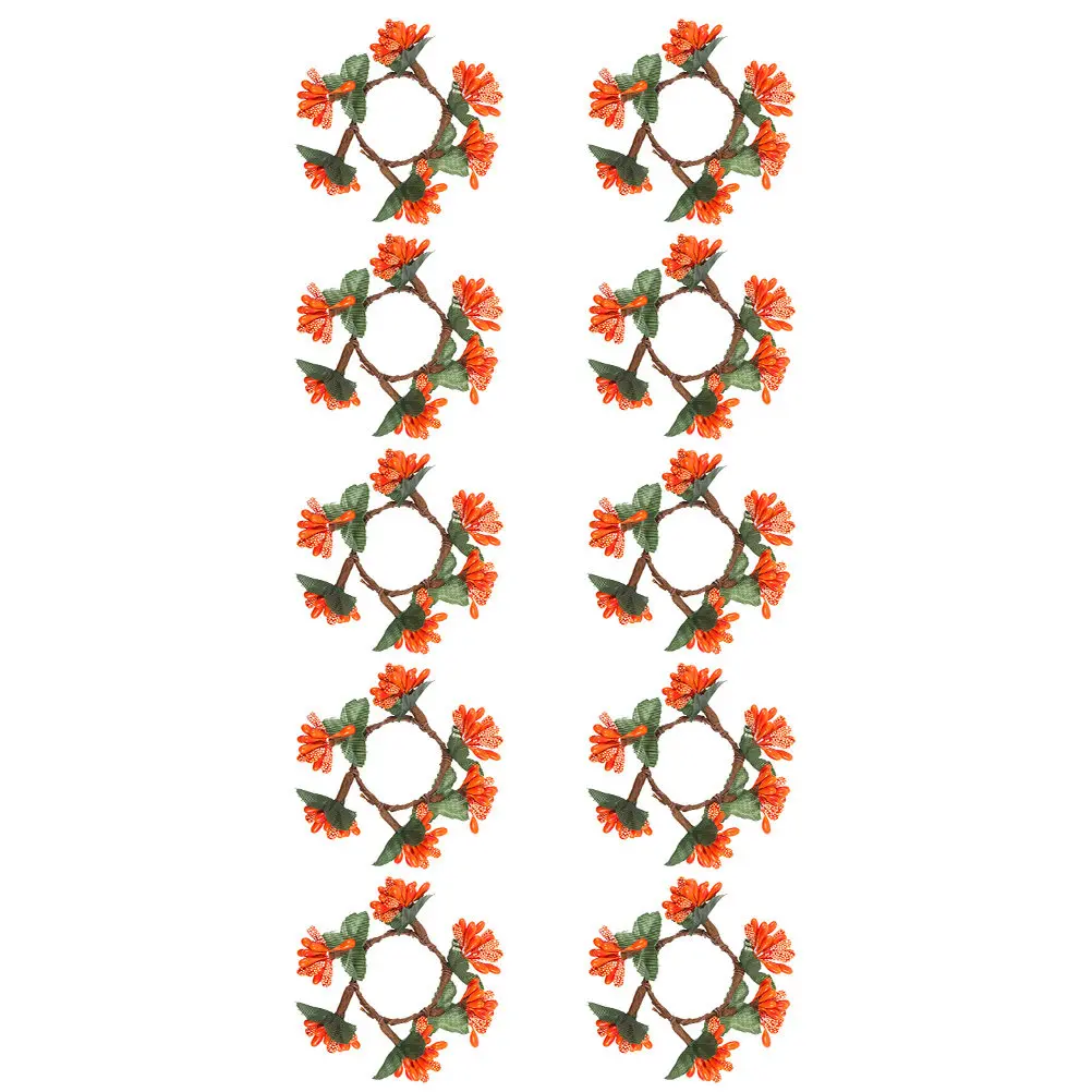 10Pcs Orange Berry Napkin Holder Mini Wreath Set No Watering Pruning Needed Elegant Table Decor Napkin Rings Party Supplies