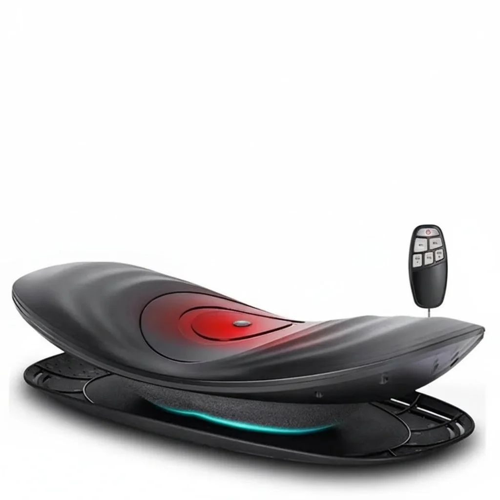 Lumbar Spine Massager, PU Memory Foam Heated Lumbar Traction, Air Pressure Vibration Hot Compress, Electric Waist Massager