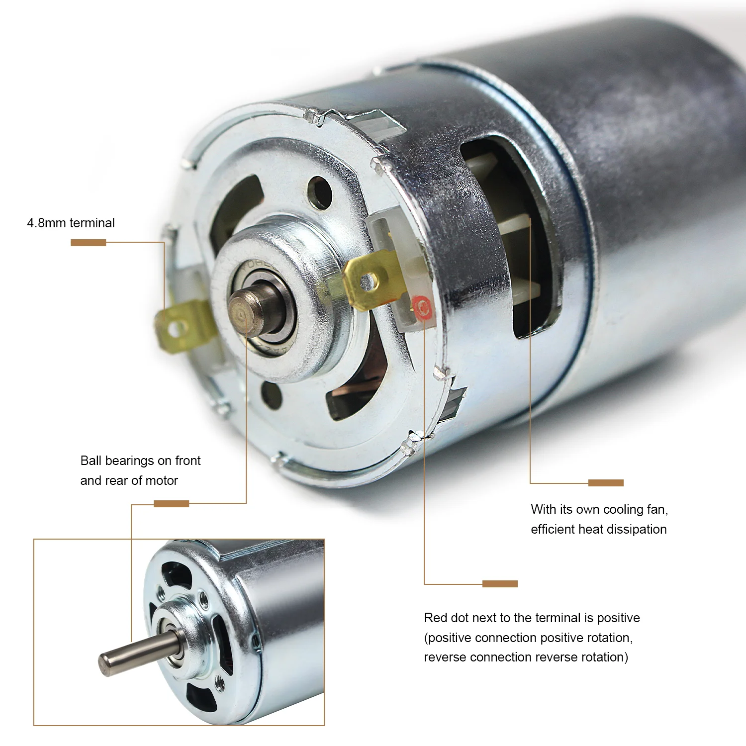 20000rpm CNC 997 Strong DC Brushed Spindle Motor 12-48V High Speed Dual Bearing For Engraving Machine