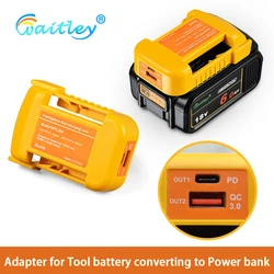 Adapter with output Compatible with Dewalt 18V 54V battery DCB200 batteries Convert to power bank fast charging Portable rack