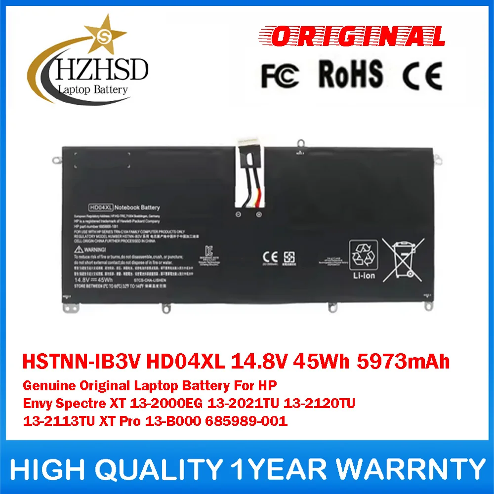 

HSTNN-IB3V HD04XL 14.8V 45Wh 5973mAh Genuine Original Laptop Battery For HP Envy Spectre XT 13-2000EG 13-2021TU 13-2120TU/2113TU