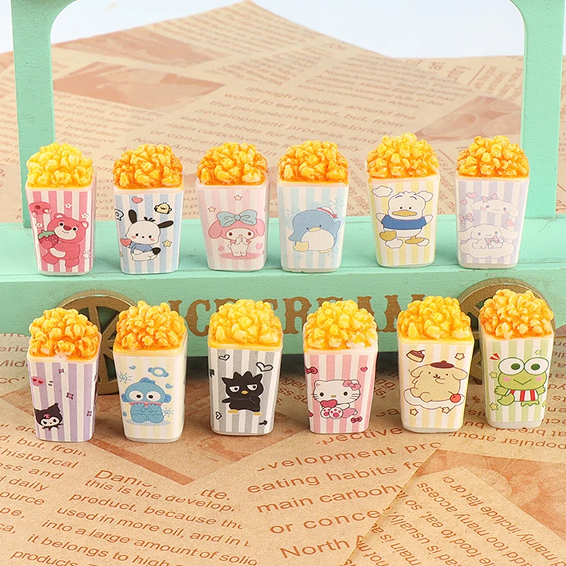 8 peças mini balde de pipoca casa de bonecas modelo de simulação em miniatura para móveis decoração de casa brinquedo