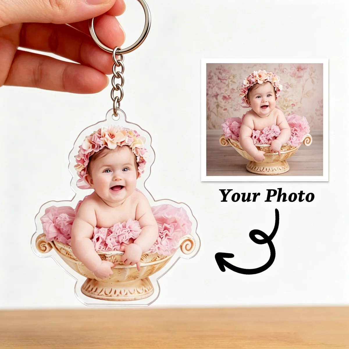 Custom 2D Flat Pet Photo Keychain (Headshot or Full-Body) — Personalized Acrylic Pet Portrait Keychain (Cat/Dog) — Fun Pet Gift
