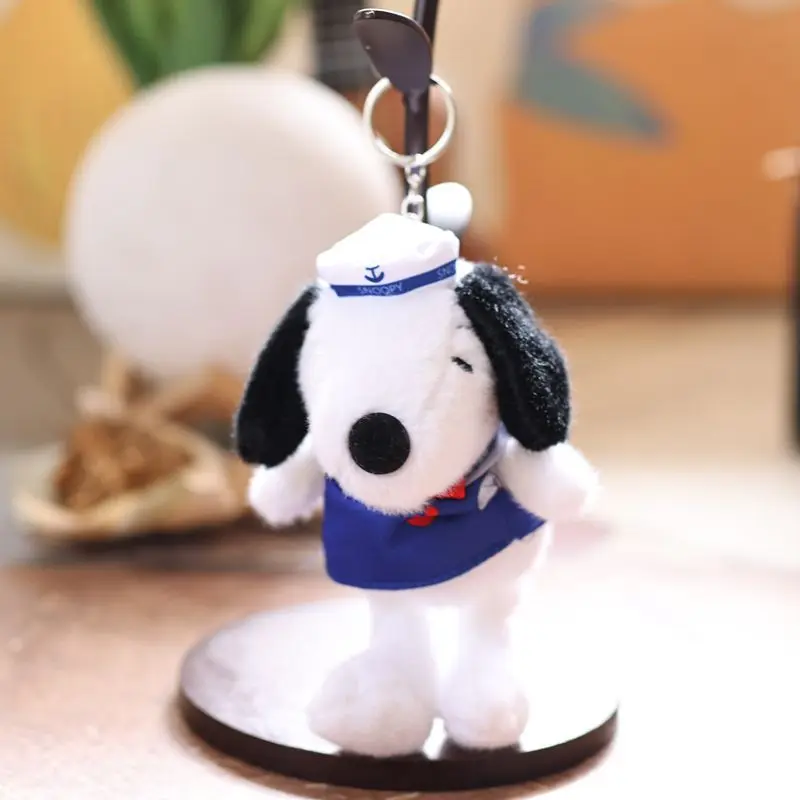 Snoopy Plush Ornament Cartoon Kawaii Blue and White Striped Clothing Plush Pendant Car Ornament Student Backpack Ornament Gift