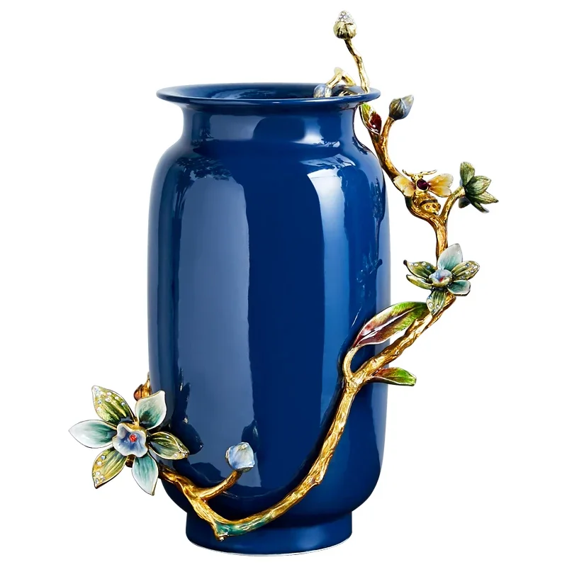 

Enamel color vase creative home soft decoration blue winter melon bottle entrance ornament living room flower arrangement