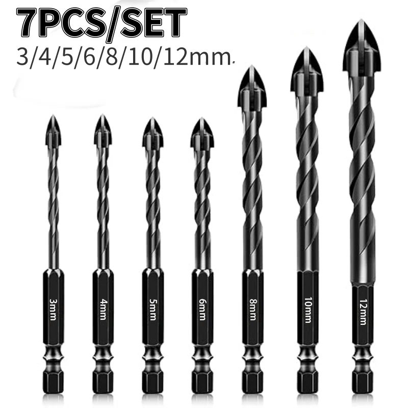 3-12mm Brick and Stone Drill Bit Concrete Drill Bit Set Suitable for Glass Ceramic Concrete Drilling Hard Alloy Drill Bit Tools
