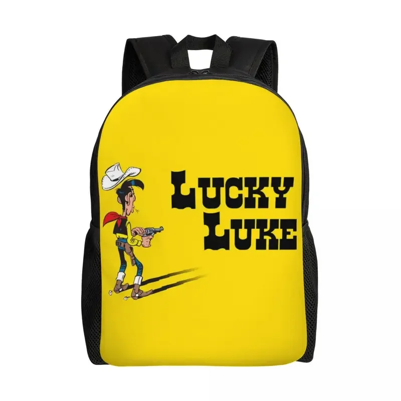 Sacs à dos Lucky Luke personnalisés pour hommes et femmes, sac à livres décontracté pour l'école, sacs de bandes dessinées classiques