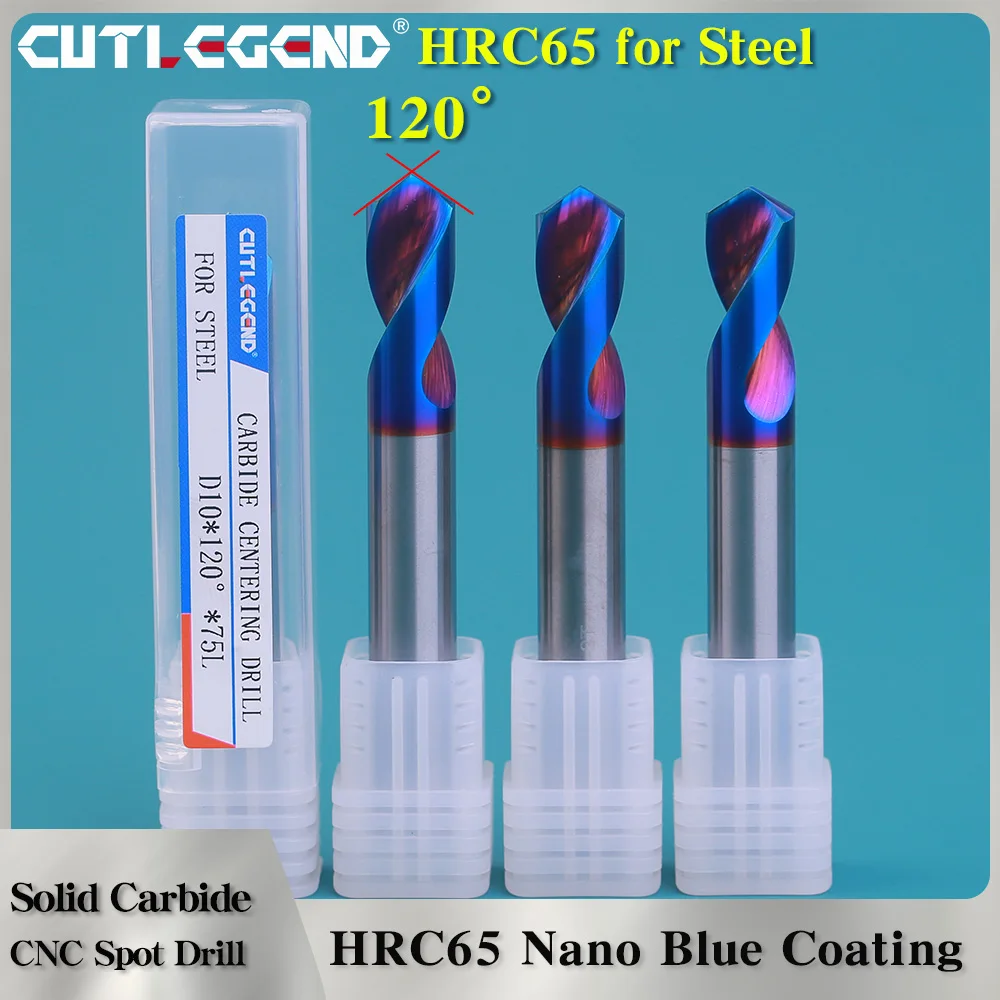 

HRC65 Carbide Spot Drill 120 Degree CNC Chamfering Drilling Guide Tool 1-20mm Nano Blue Coating Location Centering Metal Drill