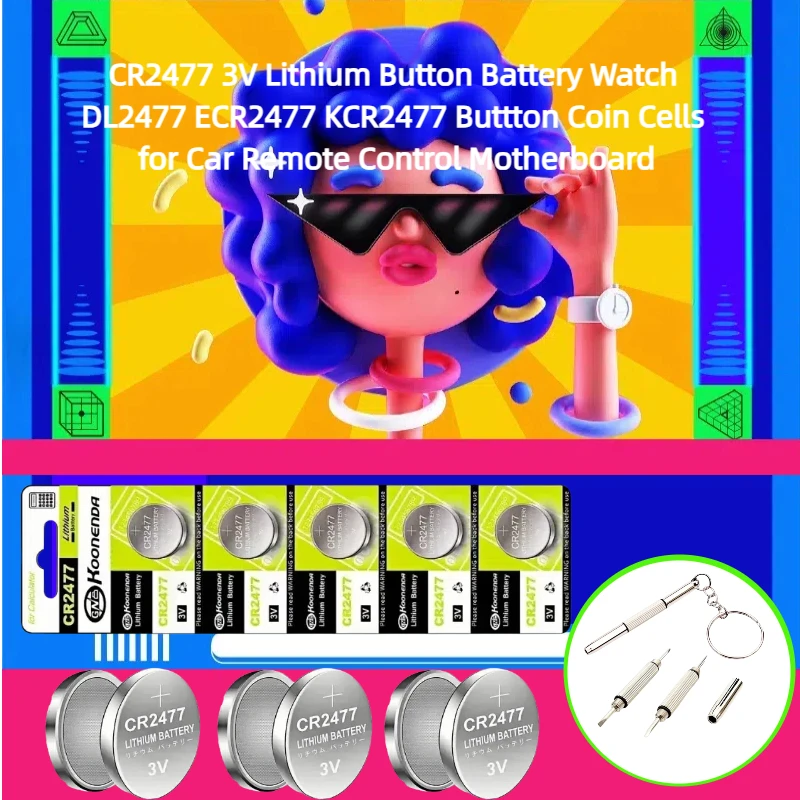 

CR2477 3V Lithium Button Battery Watch DL2477 ECR2477 KCR2477 Buttton Coin Cells for Car Remote Control Motherboard