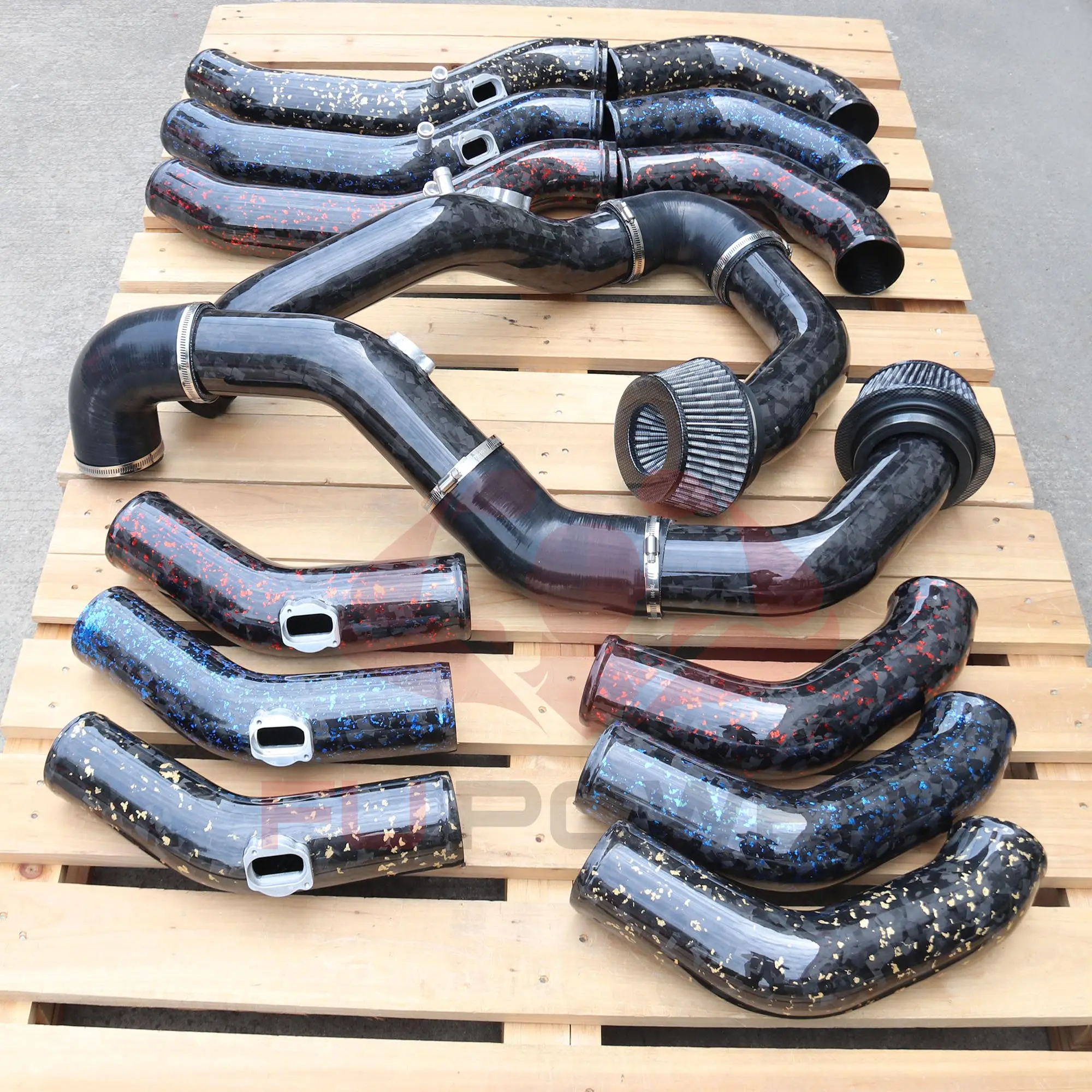 カスタムカラードライカーボンファイバーエアインテークシステム 新品 BMW S55 M3 M4 F80 F82 F8X用