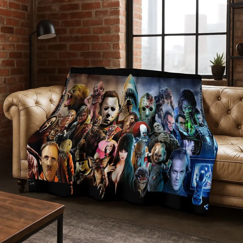 الرعب تشاكي Pennywise مهرج هالوين المنشار فريدي كروجر الفانيلا بطانية لينة بطانية دافئة لغرفة النوم غرفة المعيشة السرير نزهة