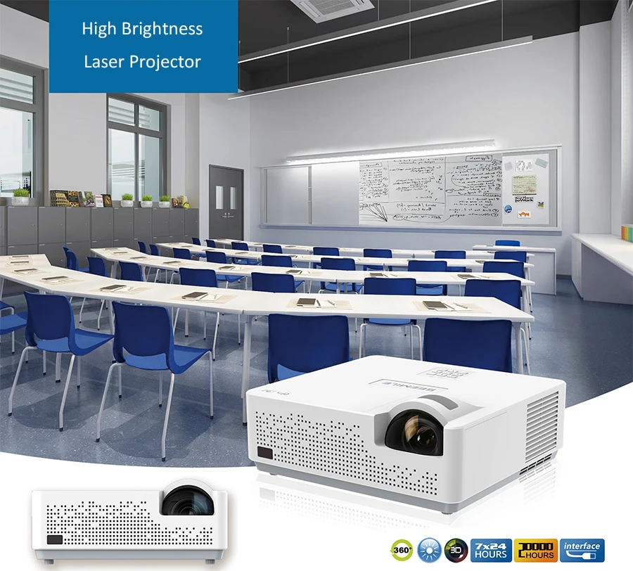 ZXY OEM ODM 3800 Ansi Full HD 3D DLP Wifi BT معدات عرض البيانات التعليم العارض الترا قصيرة رمي متعاطي المخدرات Proyector 4k ليزر