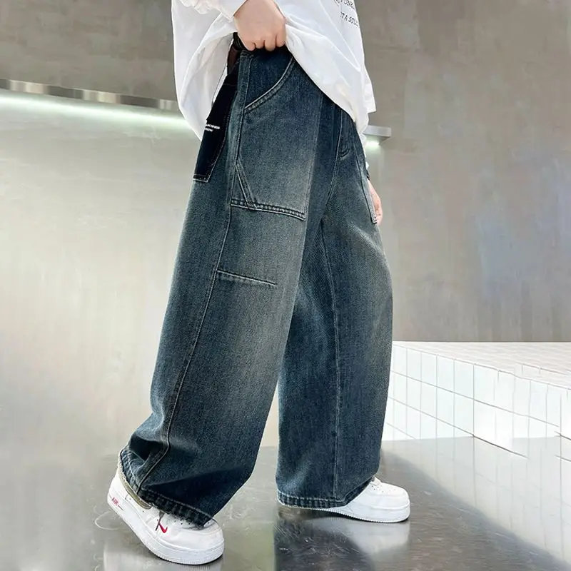 Boys Jeans Spring Autumn 2026 New Kids Loose Straight Pants Children Casual Denim Trousers Fall Fashion