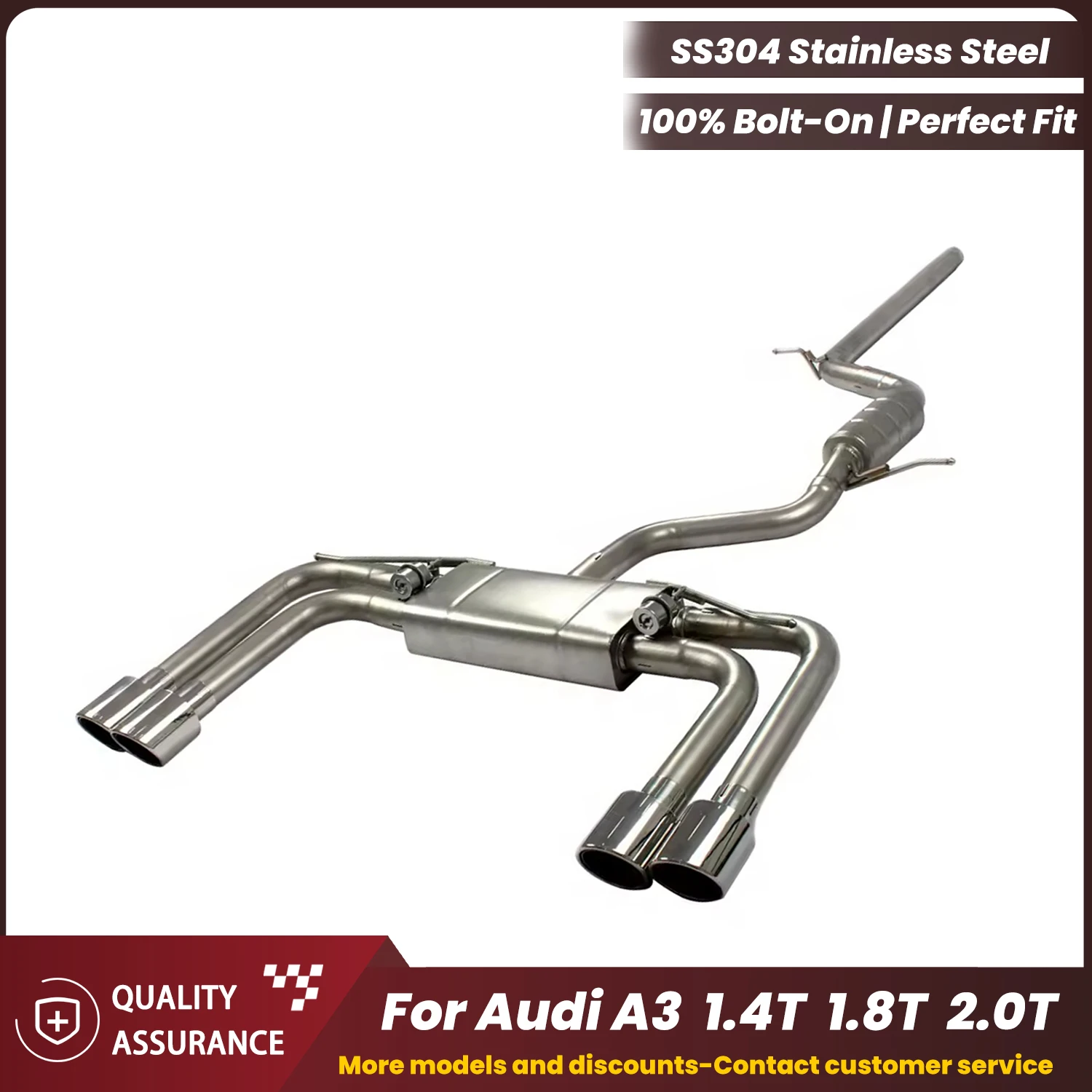 

Спортивный звук выхлопа ECCF Catback Exhaust для Audi A3 1.4T 1.8T 2.0T Обновление производительности Простая установка