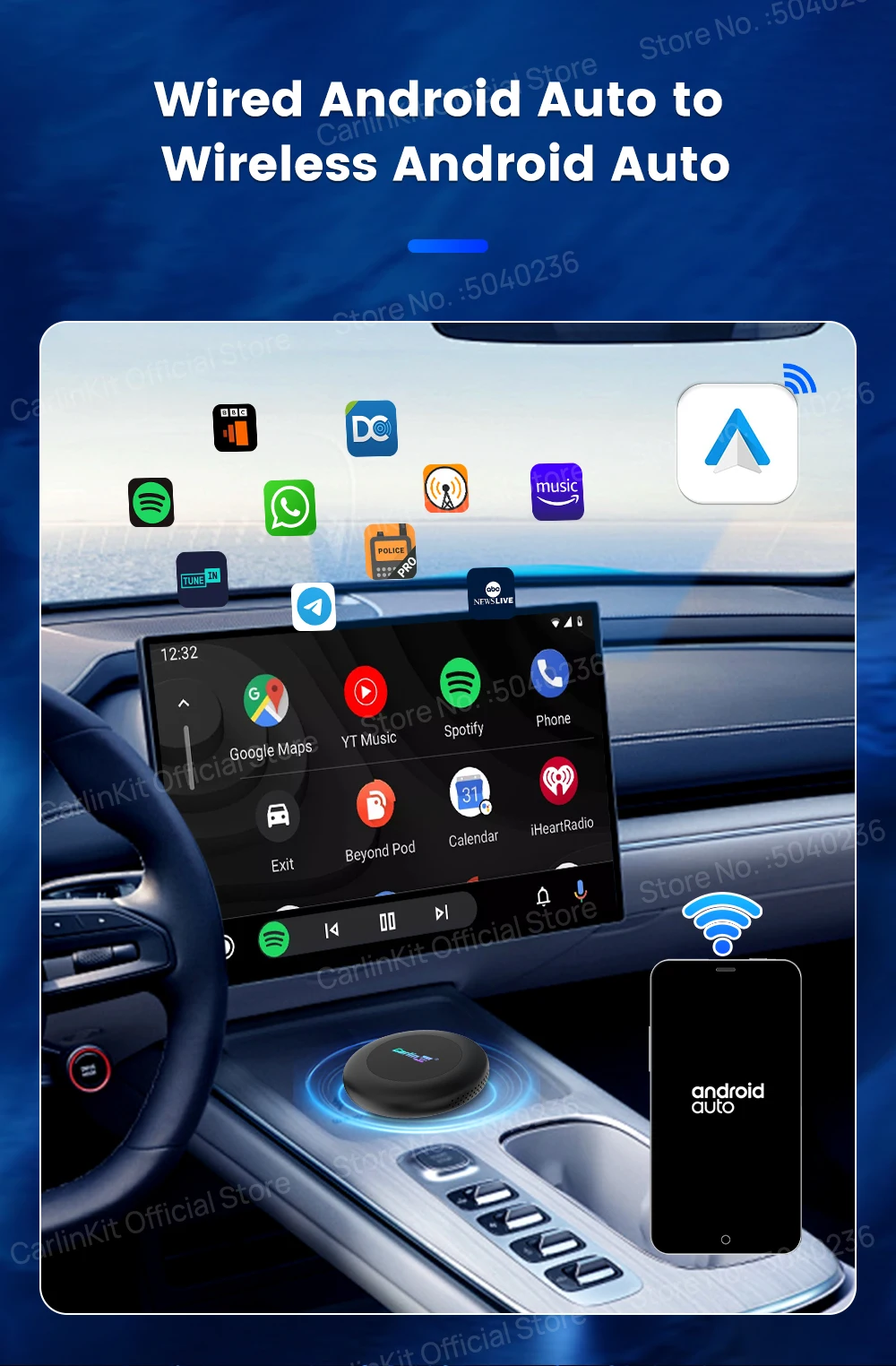 CarlinKit Android 16 Ultra 2 CarPlay Ai Box CQ4390 8G+128GB Bildschirmspiegelung Kabelloses Android Auto Split-Screen FOTA Für Netflix – Detail 7