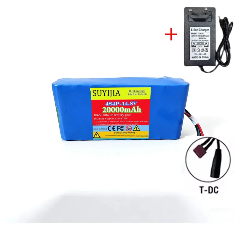 4S4P 14.8V 20Ah 18650 lithiumbatterij Ingebouwde 10A BMS Voor nachtvissen, verlichting, luidsprekers, radio's, 14V batterij + 16,8V 2A-oplader