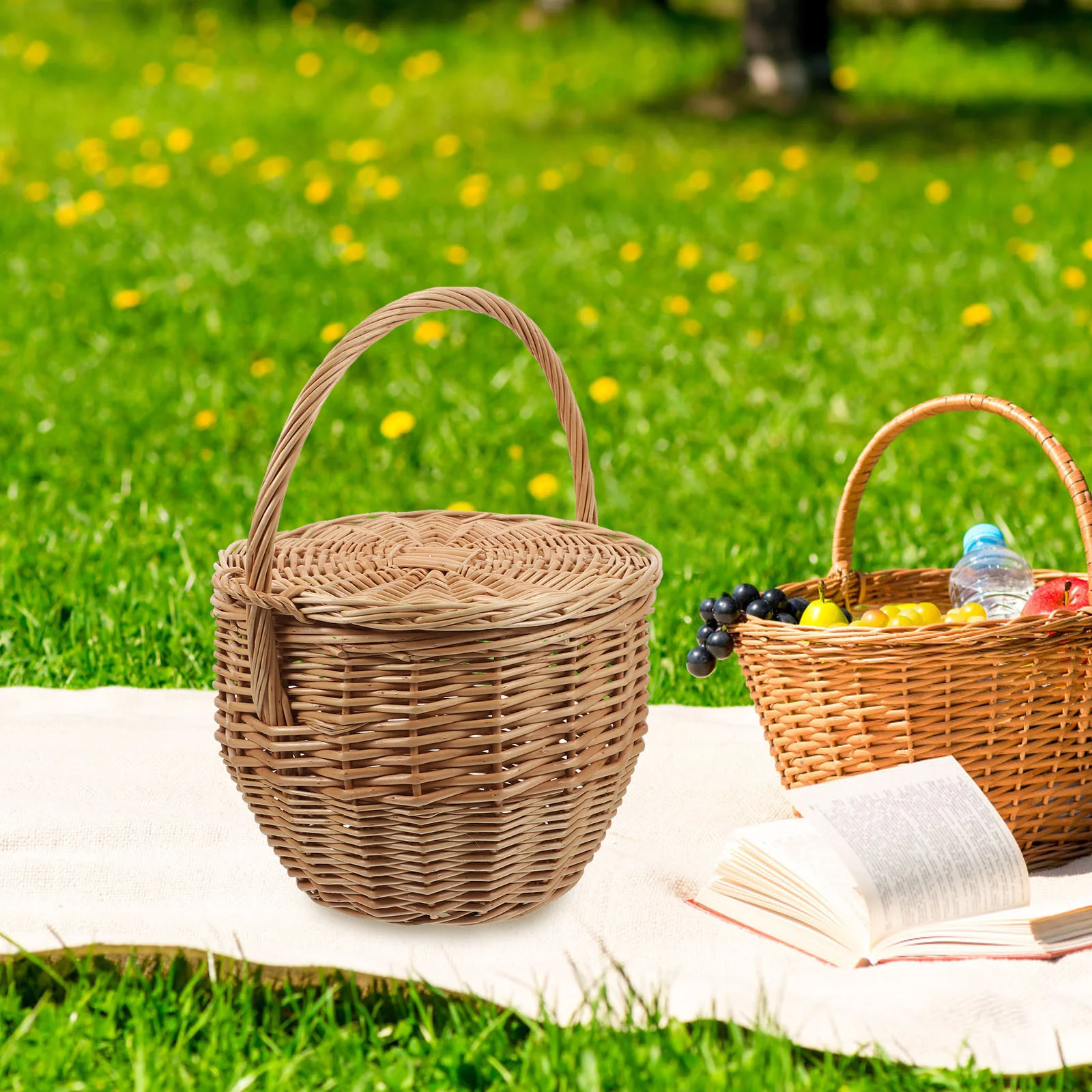 Rattan Shopping Basket Flower Girl Baskets for Weddings to Weave Small with Handle Wicker