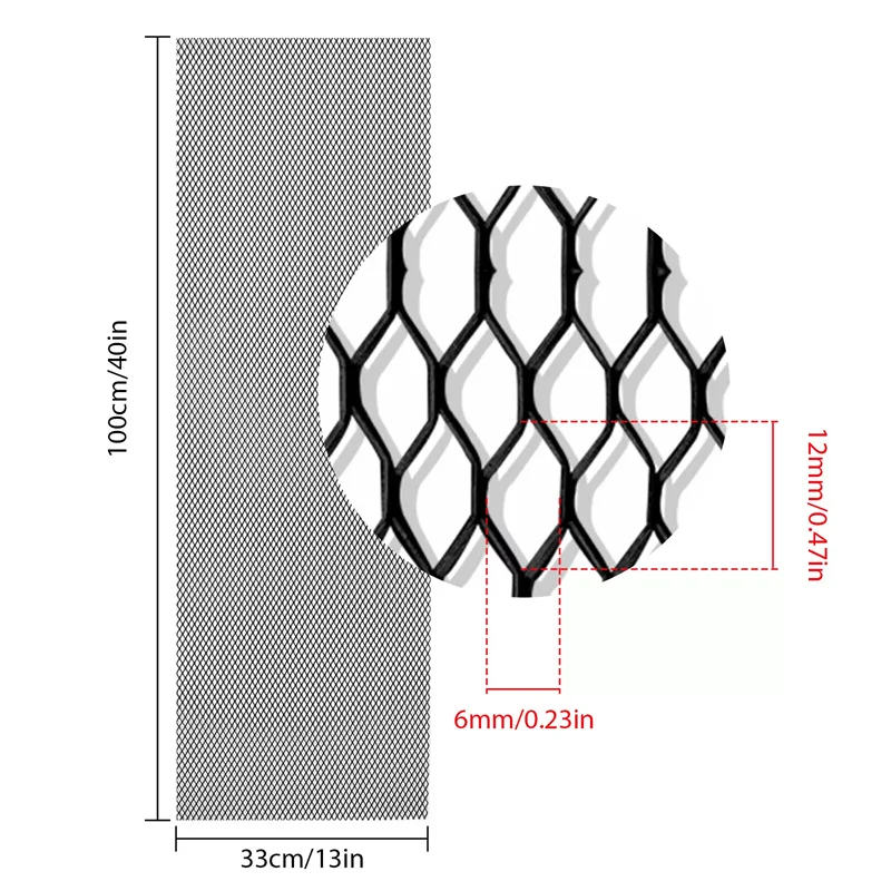 100 سنتيمتر x 33 سنتيمتر سبائك الألومنيوم مصبغة شبكة لفة السيارات مصبغة إدراج الوفير المعينية حفرة الأسود سيارة شواء شبكة ورقة #2