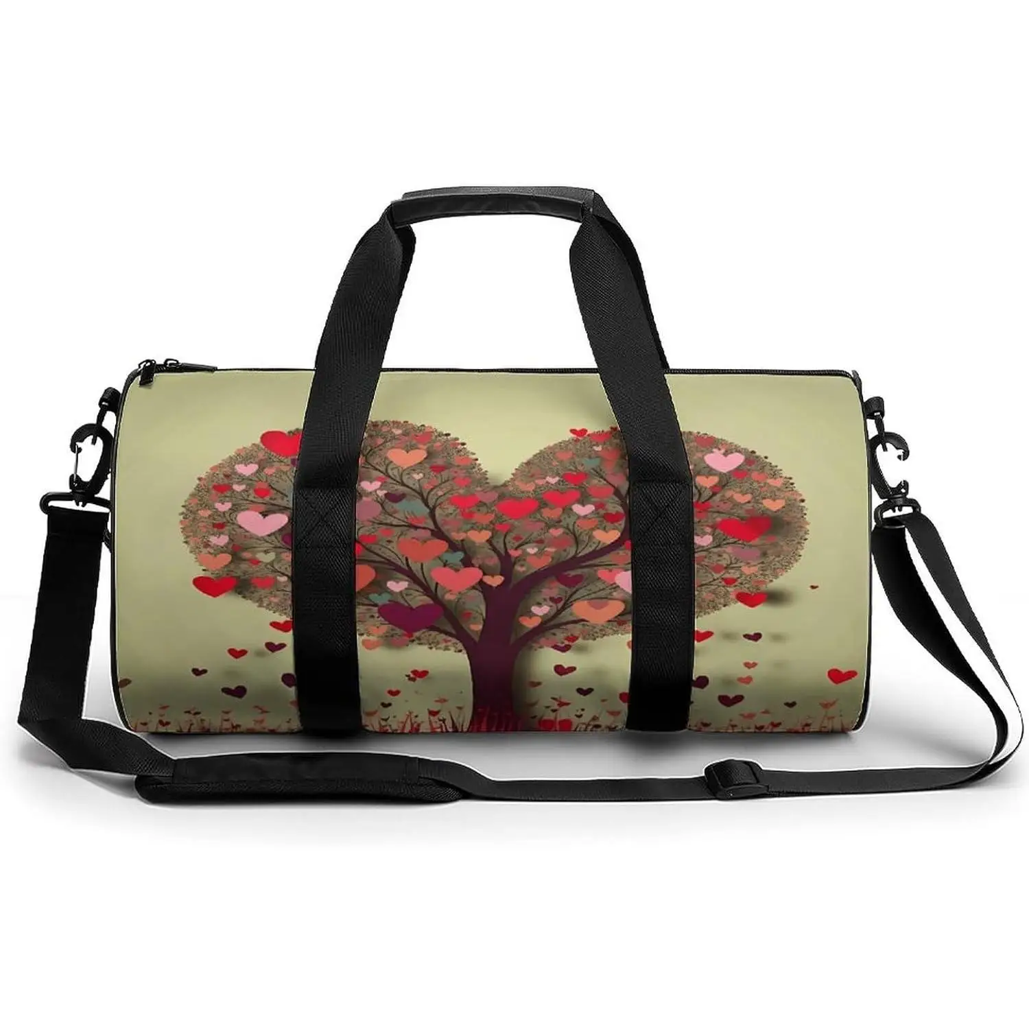 

Heart Tree Pattern Duffel Bag Large Capacity Adjustable Strap Travel Gym Fashion Bag for Women Men