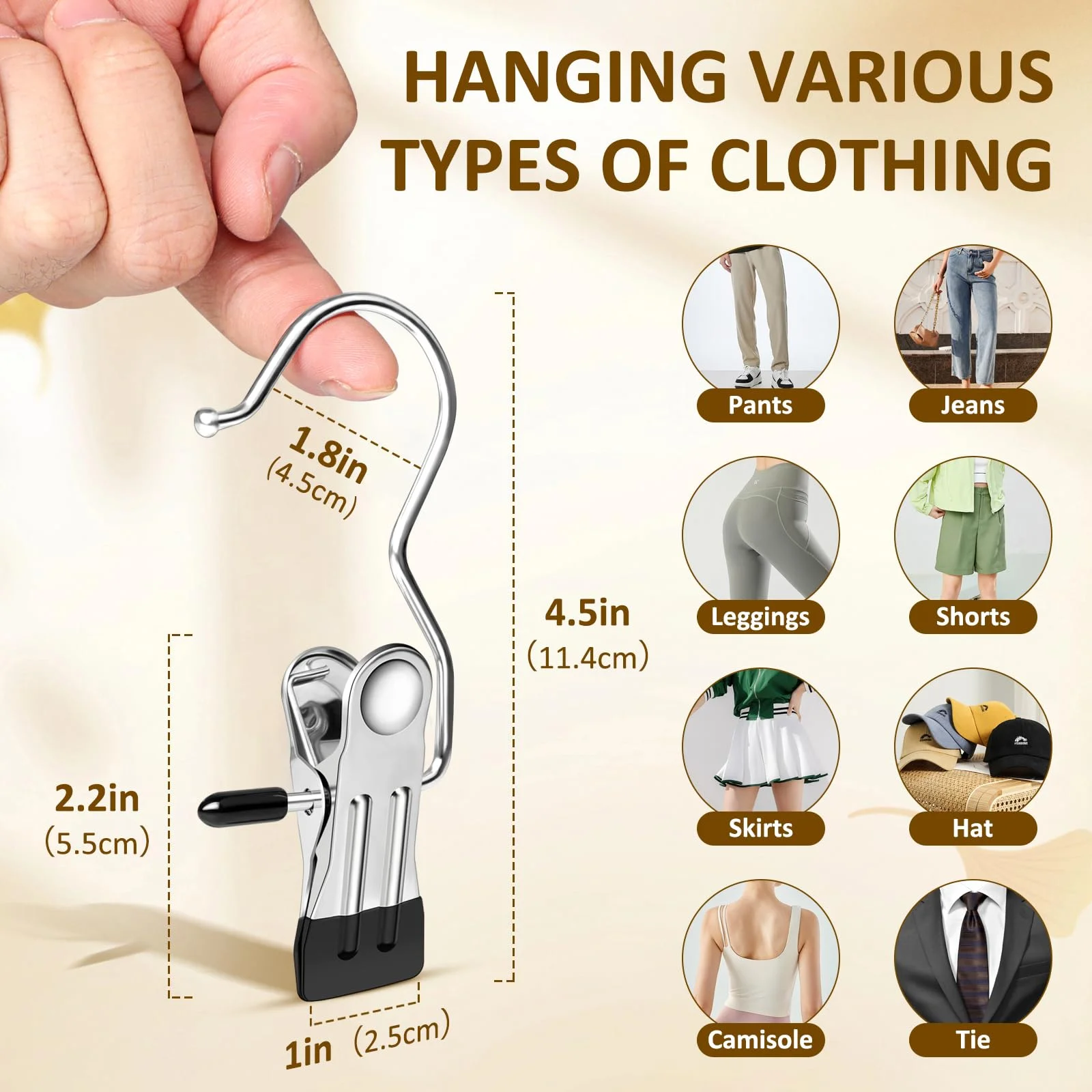 مشابك خطافية معدنية متعددة الاستخدامات لتخزين خزانة الملابس المحمولة للقبعات والأحذية والسراويل وموفرة للمساحة #6