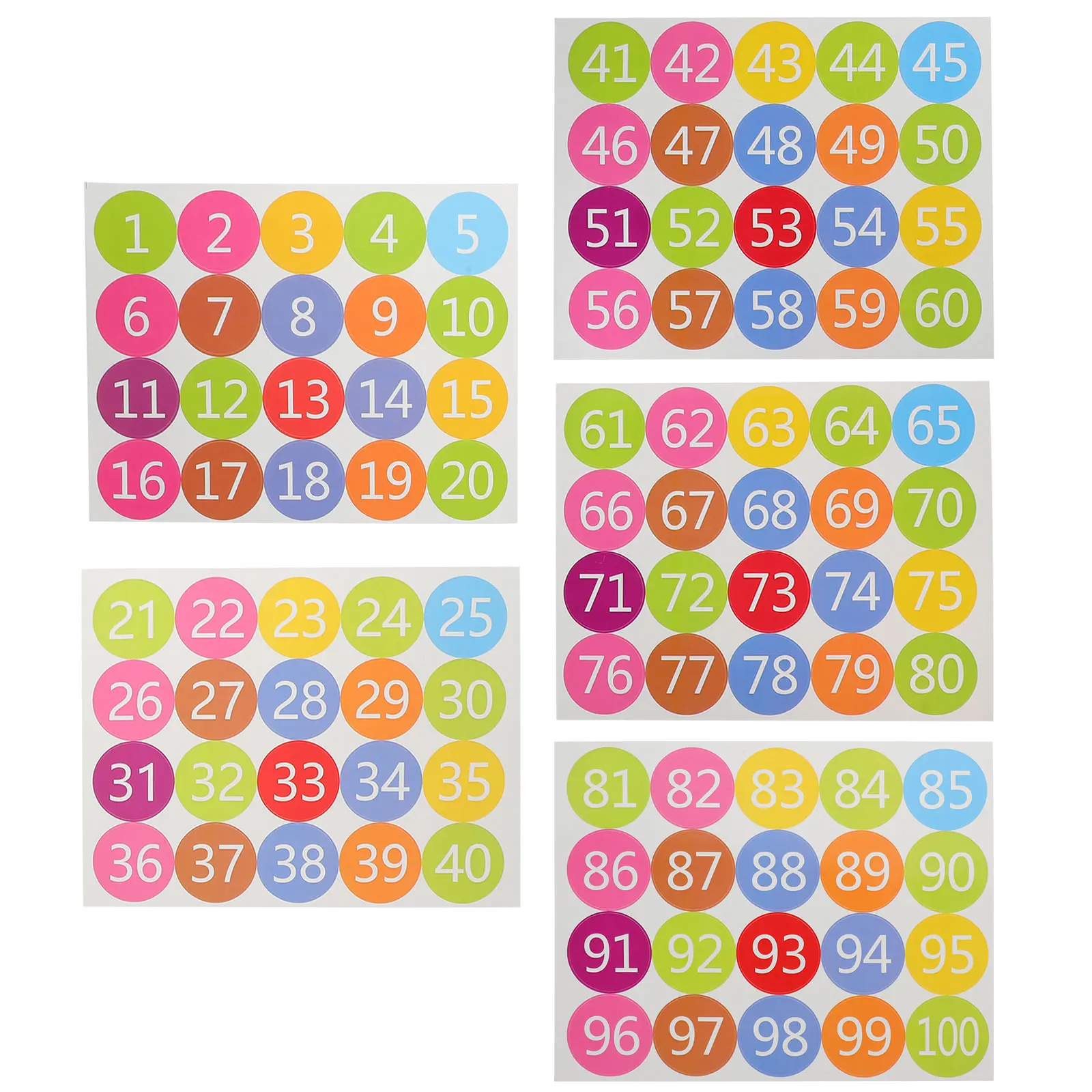 

100 Pcs Number Label Sticker Numbers Stickers Classroom Consecutive Labels The Circle Mini Paper Color for Labeling