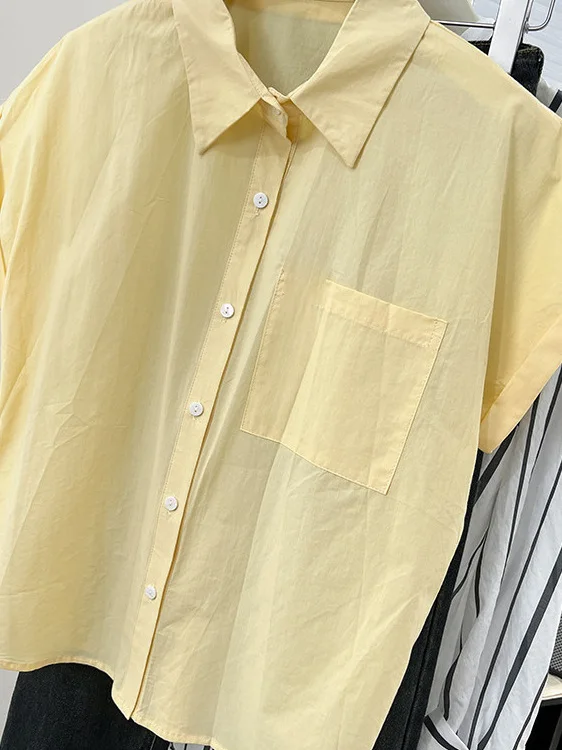 Retro Short Sleeve Shirt Women's Loose Casual Lazy Style High-End Feeling Shirt Summer Fashion Ladies' Premium Polyester Shirt