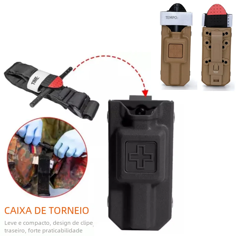 Torniquete de emergência ao ar livre para torniquete tático de sangue caixa de armazenamento de gato saco molle kit de pacote médico trauma primeiros socorros