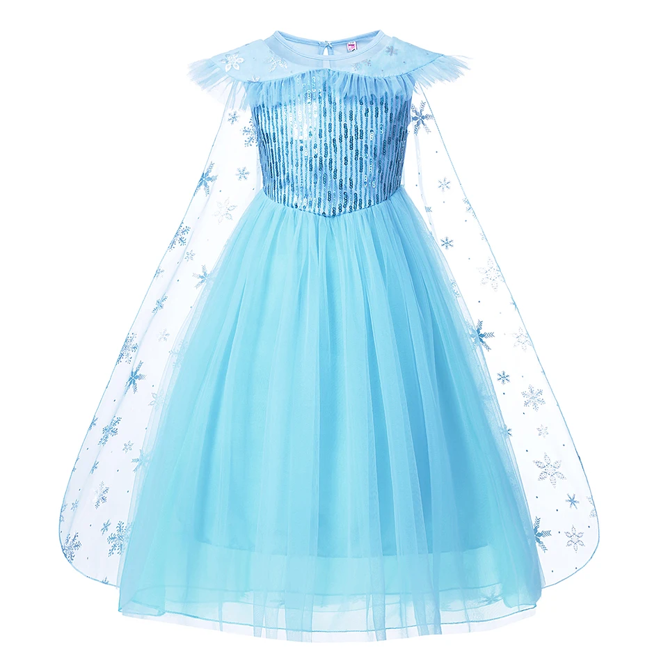 Elsa Princess Dresses Frozen 2 Girls Costume Kids Snow Queen Cosplay Carnival Clothing Elsa Dress Up Halloween Fancy Clothes