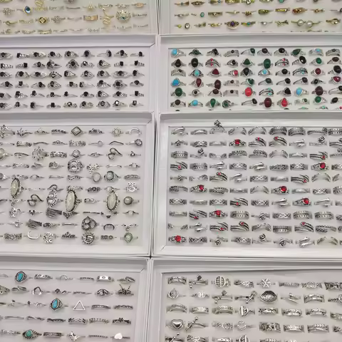 50000 Style Different Finger Rings Wholesale In Stock 100pc/Lot Hot Vintage Silver Gold Color New Alloy Joint Ring Party Women