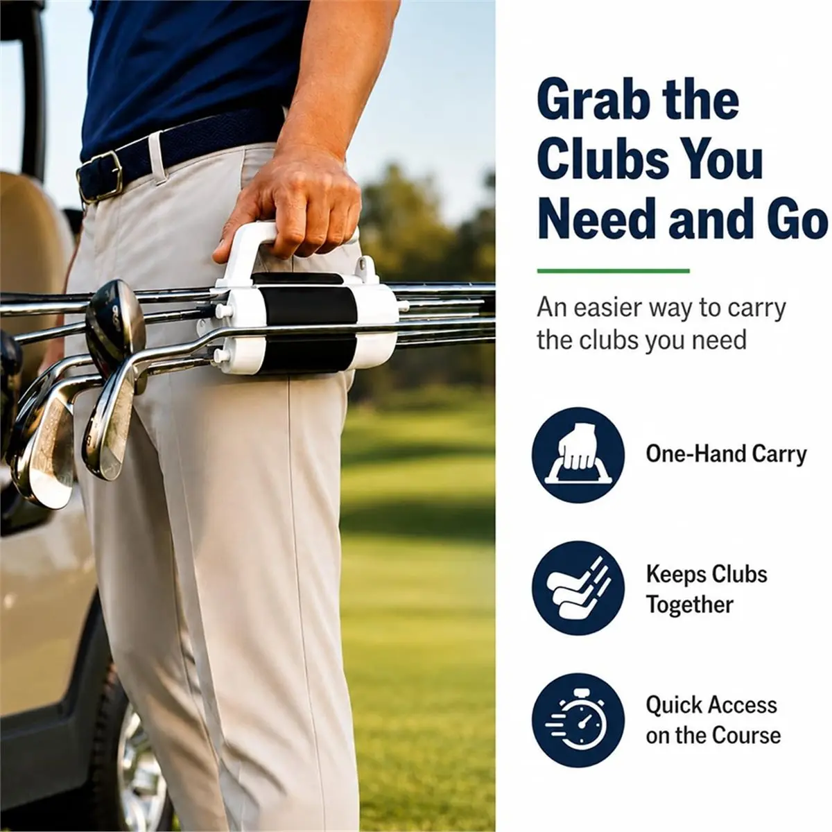 Golf Club Holder for 6 Clubs: Portable Golf Club Carrier with Ball Storage, Tee Holes and Carry Handle,for Driving Range