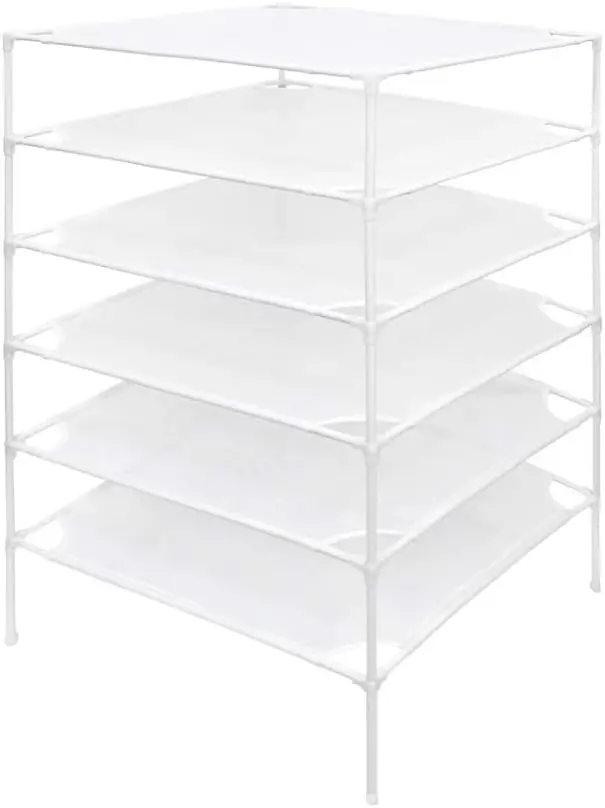 

6-Tier Foldable Mesh Sweater Drying Rack, Stackable & Space-Saving, White