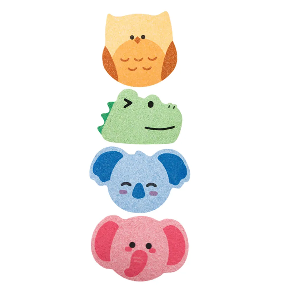 4Pcs Animal Bath Sponges Koala Owl Elephant Shapes Ultrasoft Wood Pulp Cotton Reusable Shower Sponge Clean Bath Bathroom