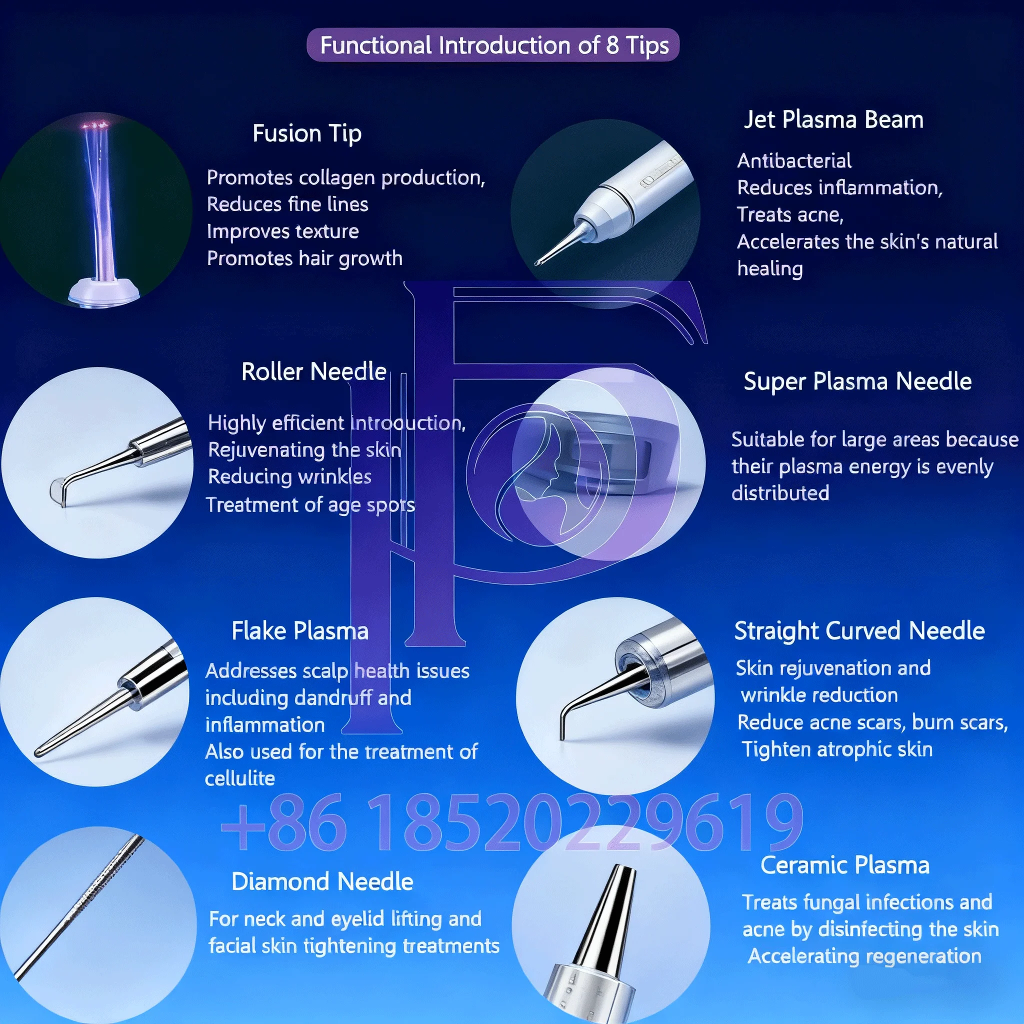 8-in-1 Fusion Plas/Ma Ozon Plasma Machine Koude Warme Modus Huidverstrakking Lifting Acne Verwijdering Huidverzorging apparaat