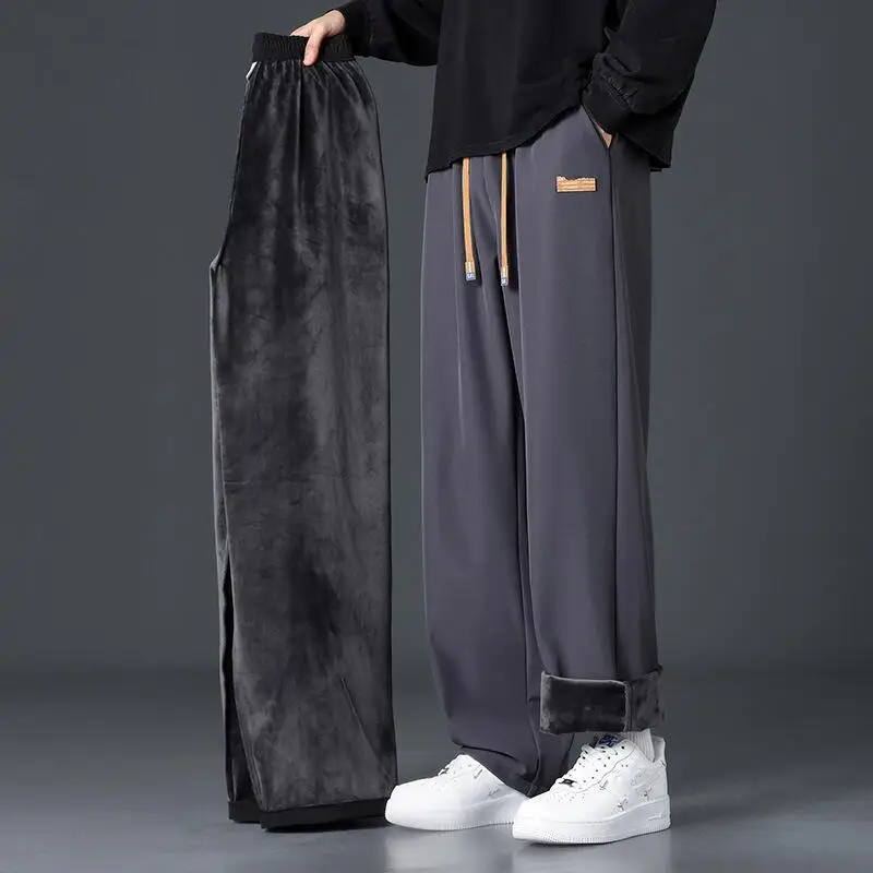 

Plus Size Men's Pants Winter Coat Men's Trousers Youth Outfit Casual Pants Loose Sweatpants Fleece-Lined Y2K Clothing Wholesale