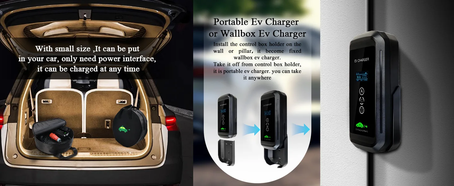 Kolanky Tragbares EV-Ladegerät, 16 A, 3P, 11 kW, Typ 2, IEC-62169, Timer, 1–15 Stunden Aufladung für Hybrid-Elektrofahrzeuge, Auto, volle Länge 7 m – Detail 5